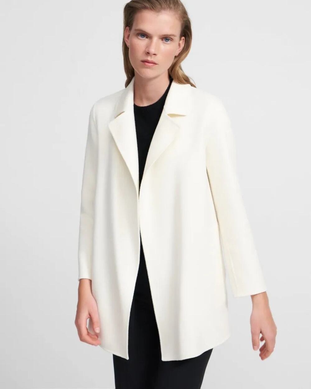 Theory | Ivory Clairene Jacket in Double-Face Wool-Cashmere Car Coat P (XS)
